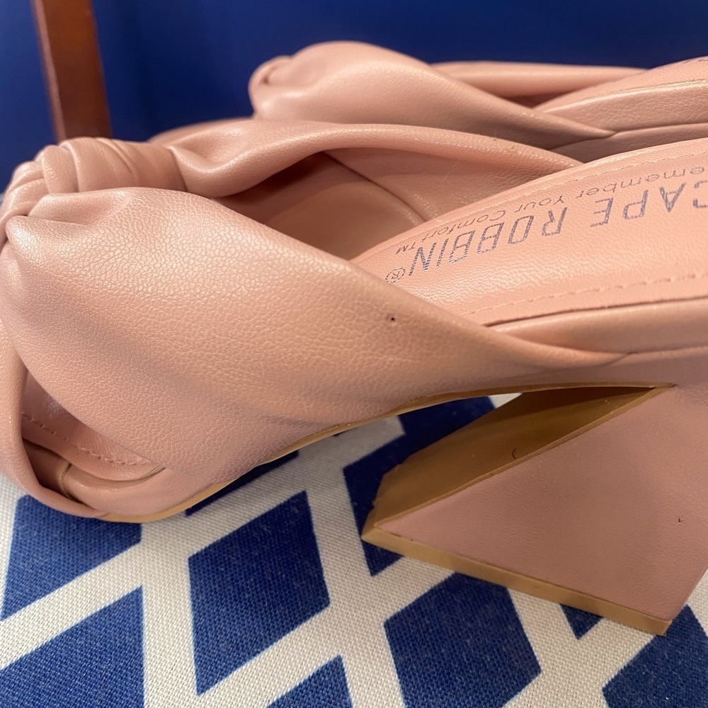 Pink square toe wrap knot thick heel mules by Cape Robbin - Picture 4 of 5